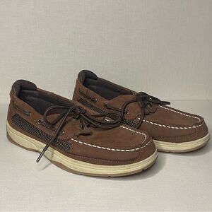 Boys Sperry Top-Sider Brown Leather Boat Shoes Size 4M